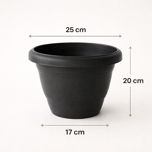 Gardening Pots with Plates - Black Color (10 Inch) (Set of 3,5,10)